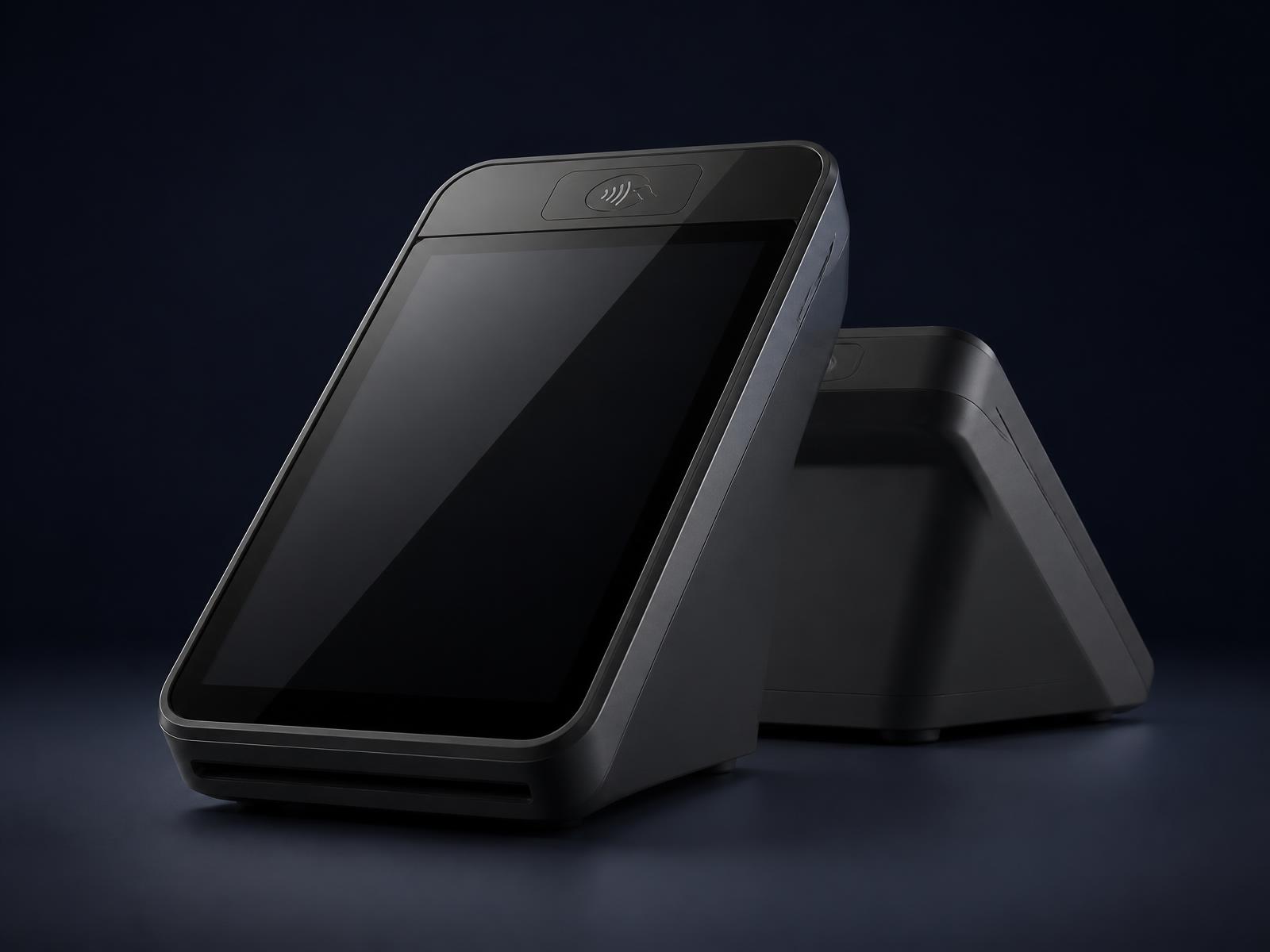 Transferti smart payment terminal, front and side view